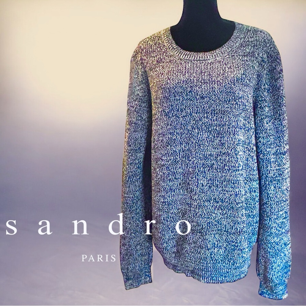 SANDRO PARIS Marled Knit Sweater | Women’s XL | 100% Cotton